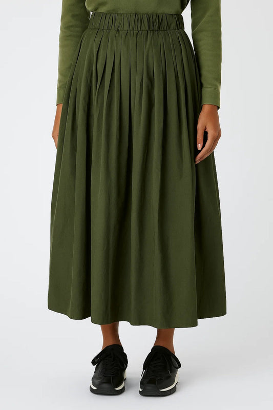 Midi Rok Dames - Wijdvallend met Elastische Taille en Plooien | Casual