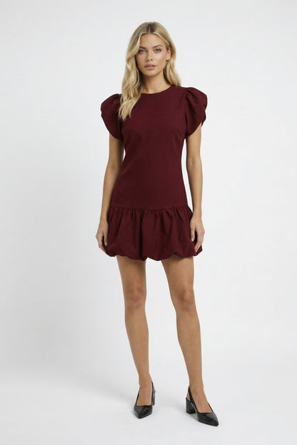 Mini Jurk Dames - Vlindermouwen met Bolletjeszoom | Vrouwelijk