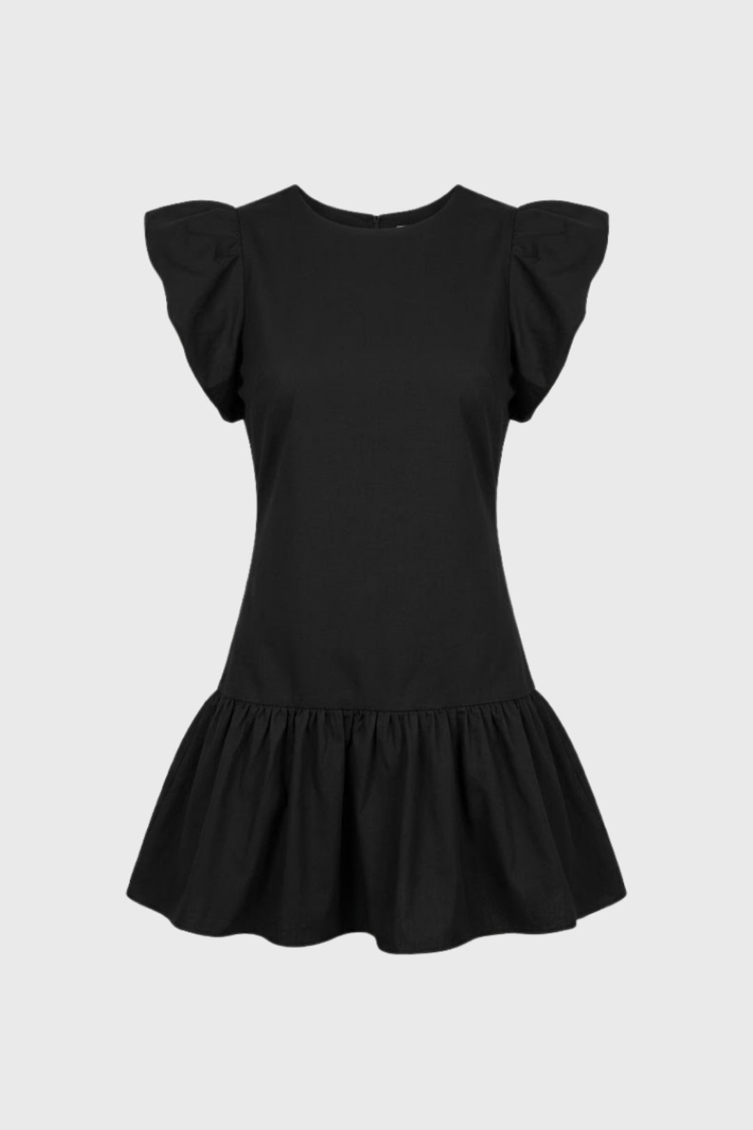 Mini Jurk Dames - Vlindermouwen met Bolletjeszoom | Vrouwelijk