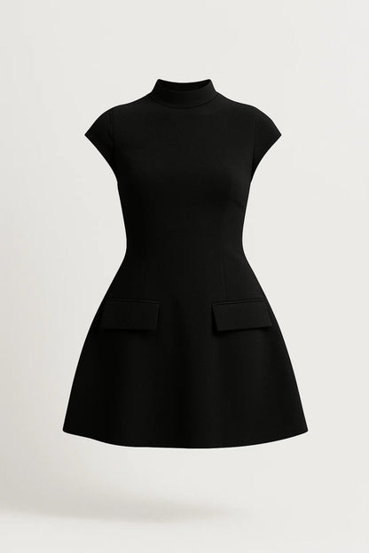 Mini Jurk met Hoge Hals | Getailleerde Pasvorm | Minimalistisch Design