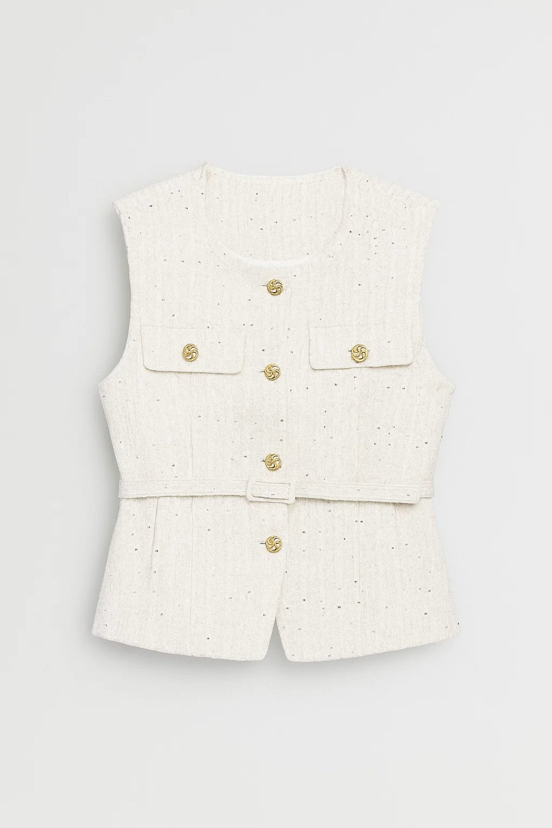 Mouwloos Damesgilet | Getailleerd Model met Goudkleurige Knopen | Elegant en Tijdloos