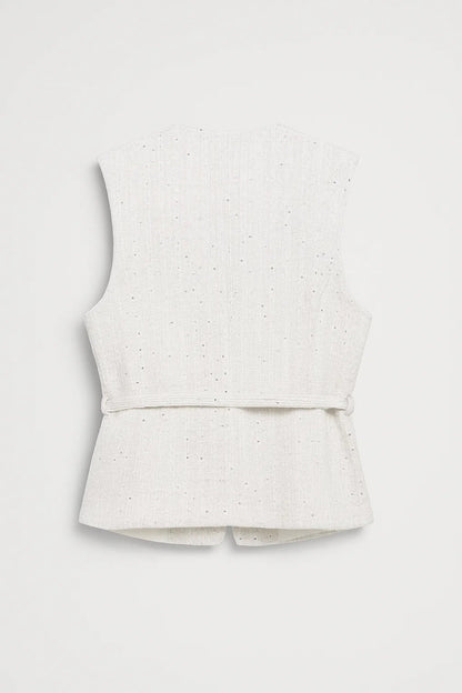 Mouwloos Damesgilet | Getailleerd Model met Goudkleurige Knopen | Elegant en Tijdloos