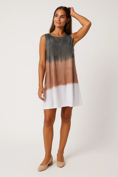Mouwloze A-Lijn Jurk | Vloeiende Pasvorm met Kleurverloop | Lichtgewicht en Ademend