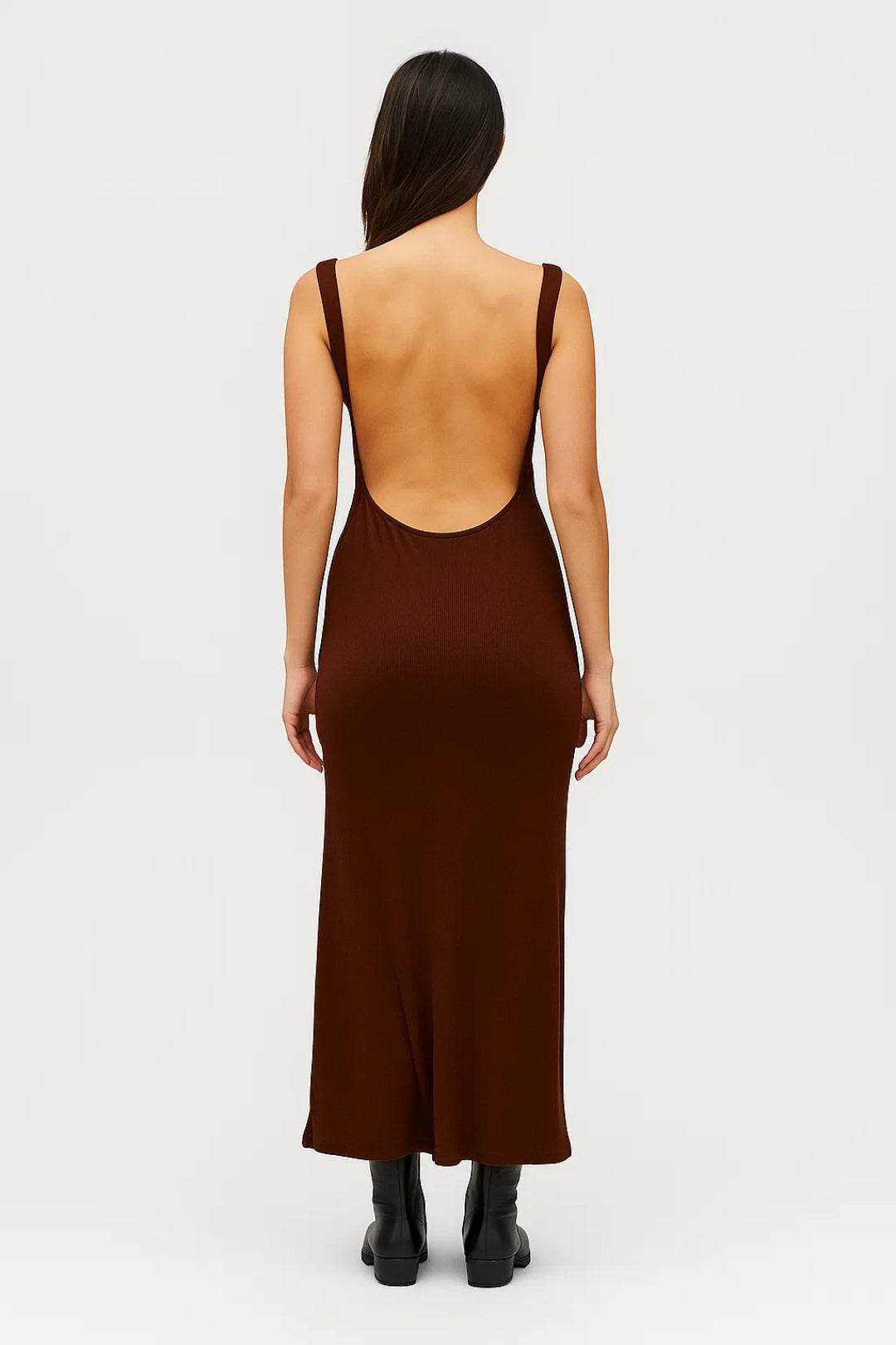 Mouwloze Bodycon Jurk | Rechte Halslijn | Minimalistische Midi Snit