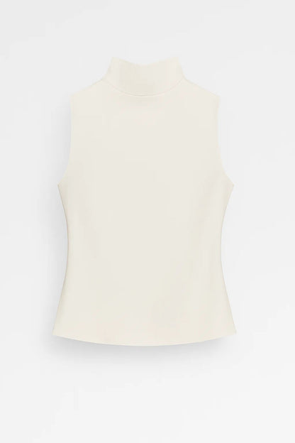 Mouwloze Dames Top | Aansluitende Snit met Colkraag | Minimalistische Basisstijl