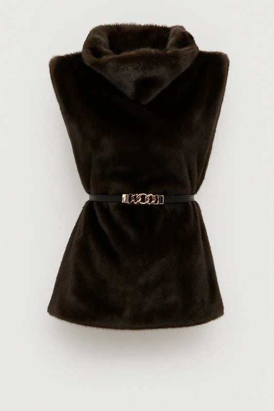 Mouwloze Dames Top | Fluwelen Look met Colkraag | Elegante Winterstijl