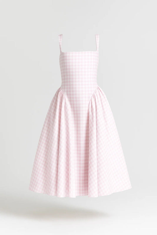 Midi Jurk Dames - Getailleerd met Wijde Geplooide Rok | Casual