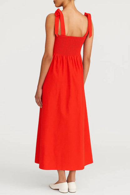 Mouwloze Maxi Jurk | Elegante Look met Strikbanden | Lichtgewicht en Ademend