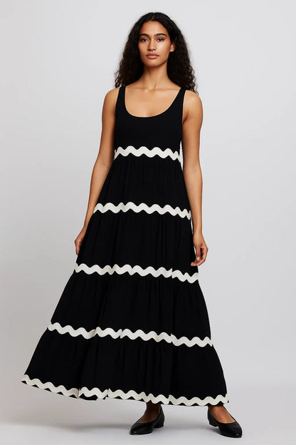 Mouwloze Maxi Jurk | Golvend Strependetail | Speelse Zomerstijl