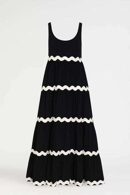 Mouwloze Maxi Jurk | Golvend Strependetail | Speelse Zomerstijl