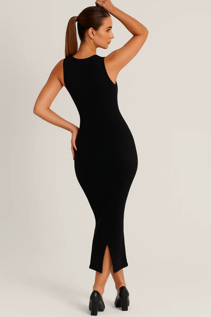 Mouwloze Midi Jurk | Aangesloten Geribd Model | Lichtgewicht en Ademend
