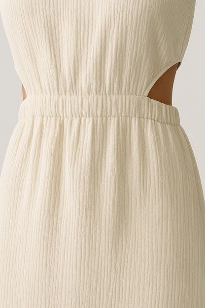 Mouwloze Midi Jurk | Cut-Out Details in de Taille | Lichtgewicht en Ademend