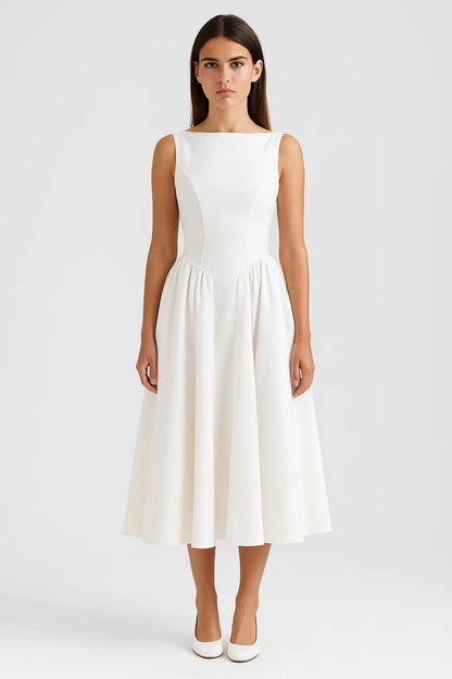 Mouwloze Midi Jurk | Getailleerd Bovenlijfje | Elegante A-Lijn