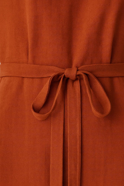 Mouwloze Midi Jurk | Strikceintuur in de Taille | Minimalistische Elegantie