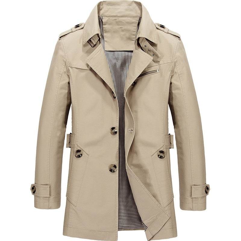 Niels - Trenchcoat heren lang en waterdicht met knopen en riem