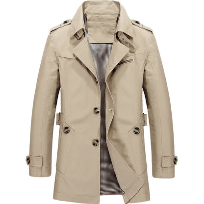 Niels - Trenchcoat heren lang en waterdicht met knopen en riem