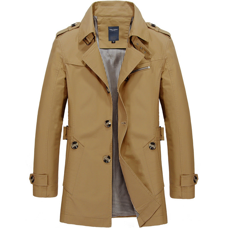 Niels - Trenchcoat heren lang en waterdicht met knopen en riem