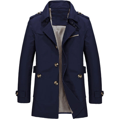 Niels - Trenchcoat heren lang en waterdicht met knopen en riem