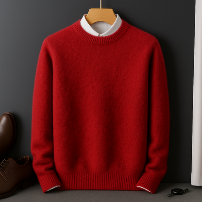 Niels - Heren Sweater in Cashmere Stijl met Ronde Hals en Ribboorden