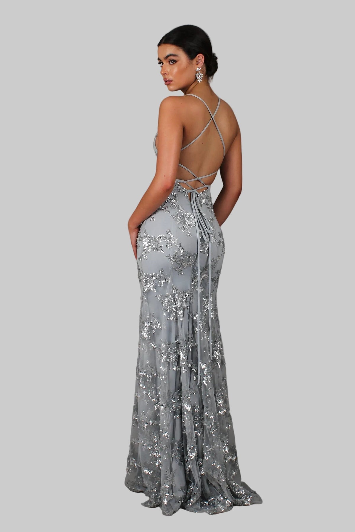 Nina - Galajurk dames met glitter en v hals en dunne bandjes