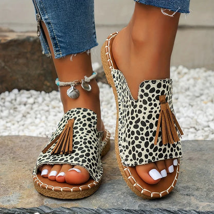 Noor - Boho Comfort Sandalen Dames met Kwastjesdetail en Vlakke Zool