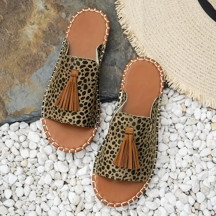 Noor - Boho Comfort Sandalen Dames met Kwastjesdetail en Vlakke Zool