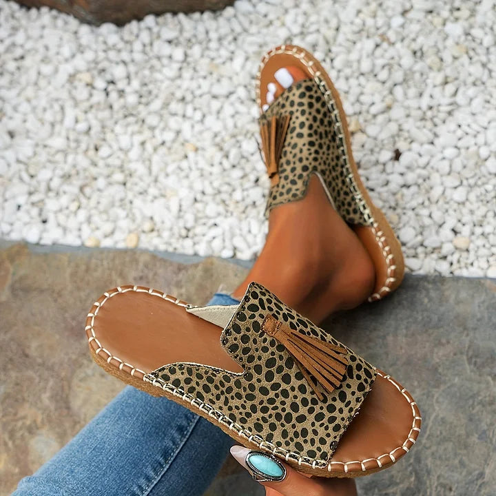 Noor - Boho Comfort Sandalen Dames met Kwastjesdetail en Vlakke Zool