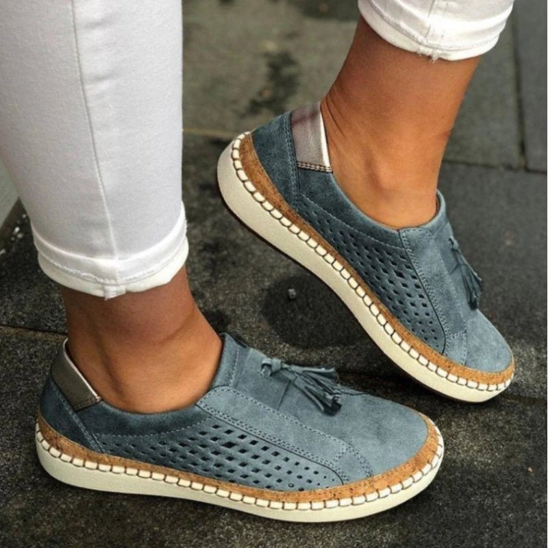 Noor - Boho Comfort Sneakers Dames met Kwastjes en Geperforeerde Zijkant