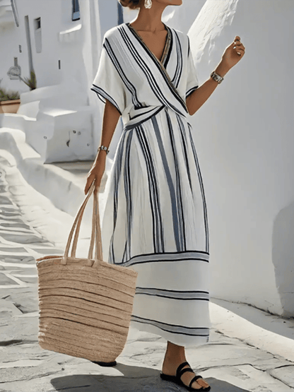 Noor - Boho Zomerjurk Dames met Wikkel V-hals en Maxi Lengte