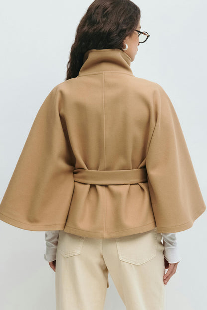 Noor - Dames Trenchcoat Kort voor de Herfst met Ceintuur en Hoge Kraag