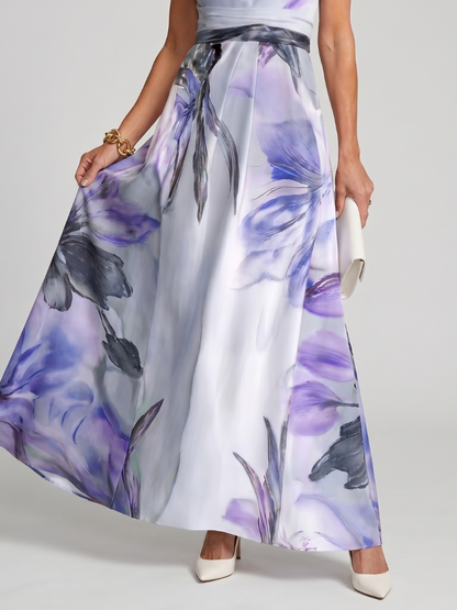 Noor - Elegante Bruiloft Gast Jurk Dames Maxi met Halterneck en Bloemenprint