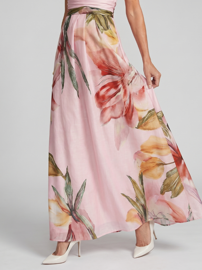 Noor - Elegante Bruiloft Gast Jurk Dames Maxi met Halterneck en Bloemenprint