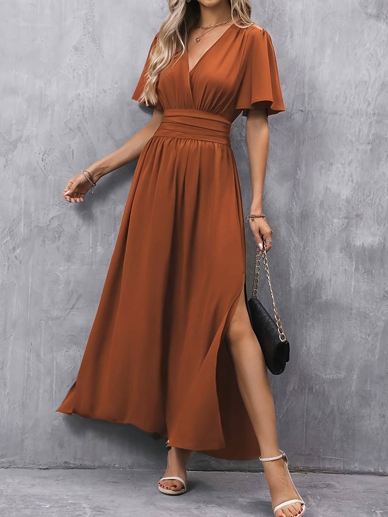 Noor - Elegante Zomerjurk Dames Maxi met V-hals en Vlindermouwen