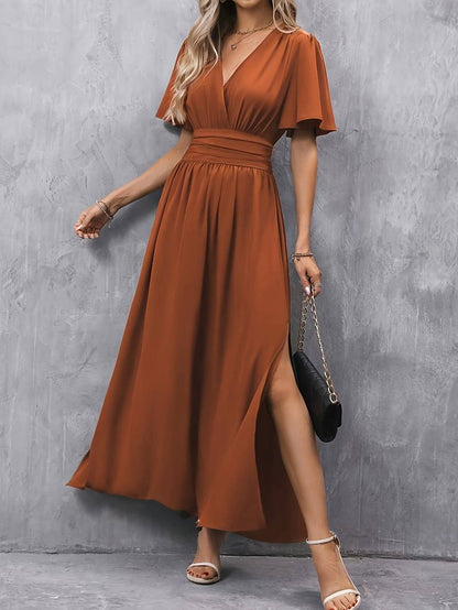 Noor - Elegante Zomerjurk Dames Maxi met V-hals en Vlindermouwen