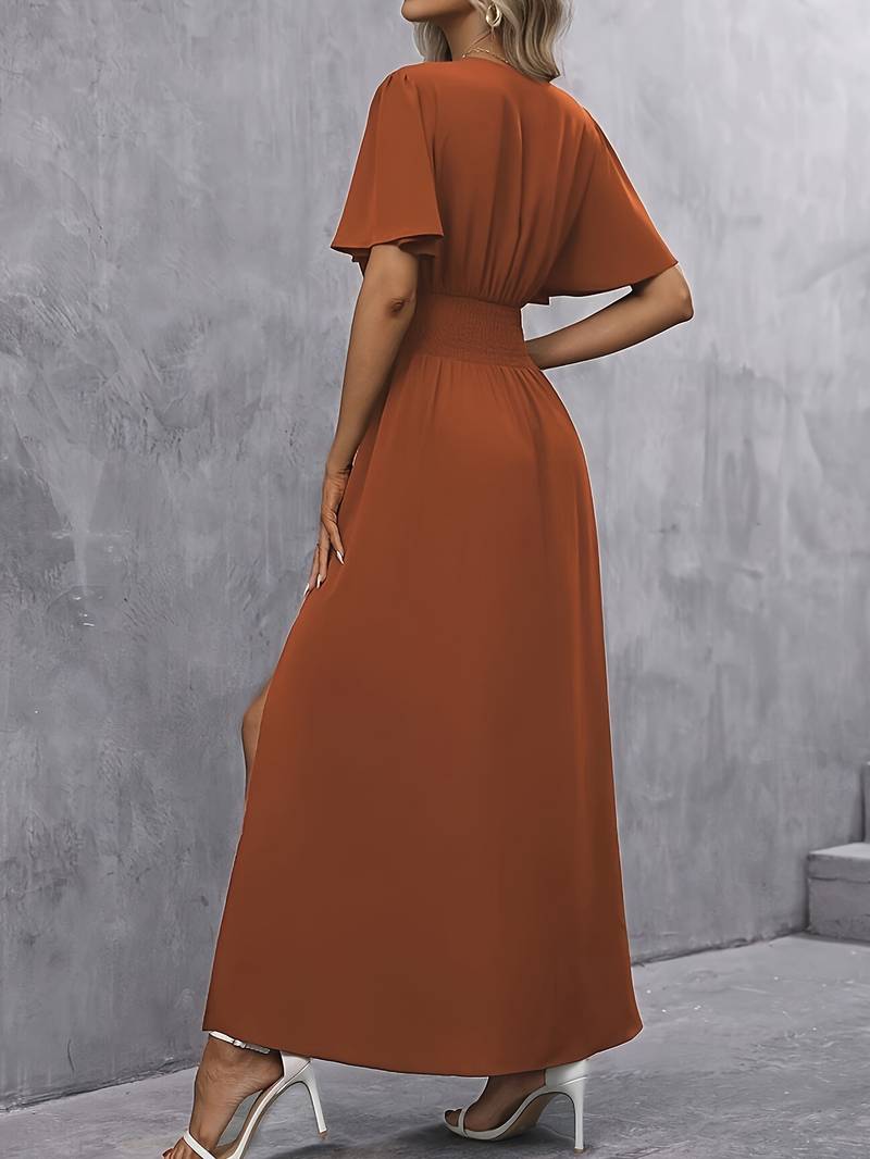 Noor - Elegante Zomerjurk Dames Maxi met V-hals en Vlindermouwen