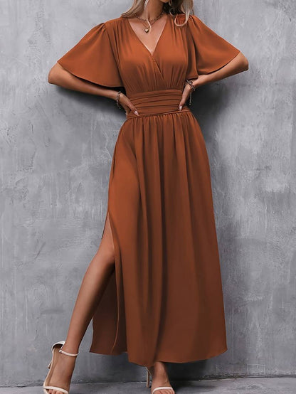 Noor - Elegante Zomerjurk Dames Maxi met V-hals en Vlindermouwen