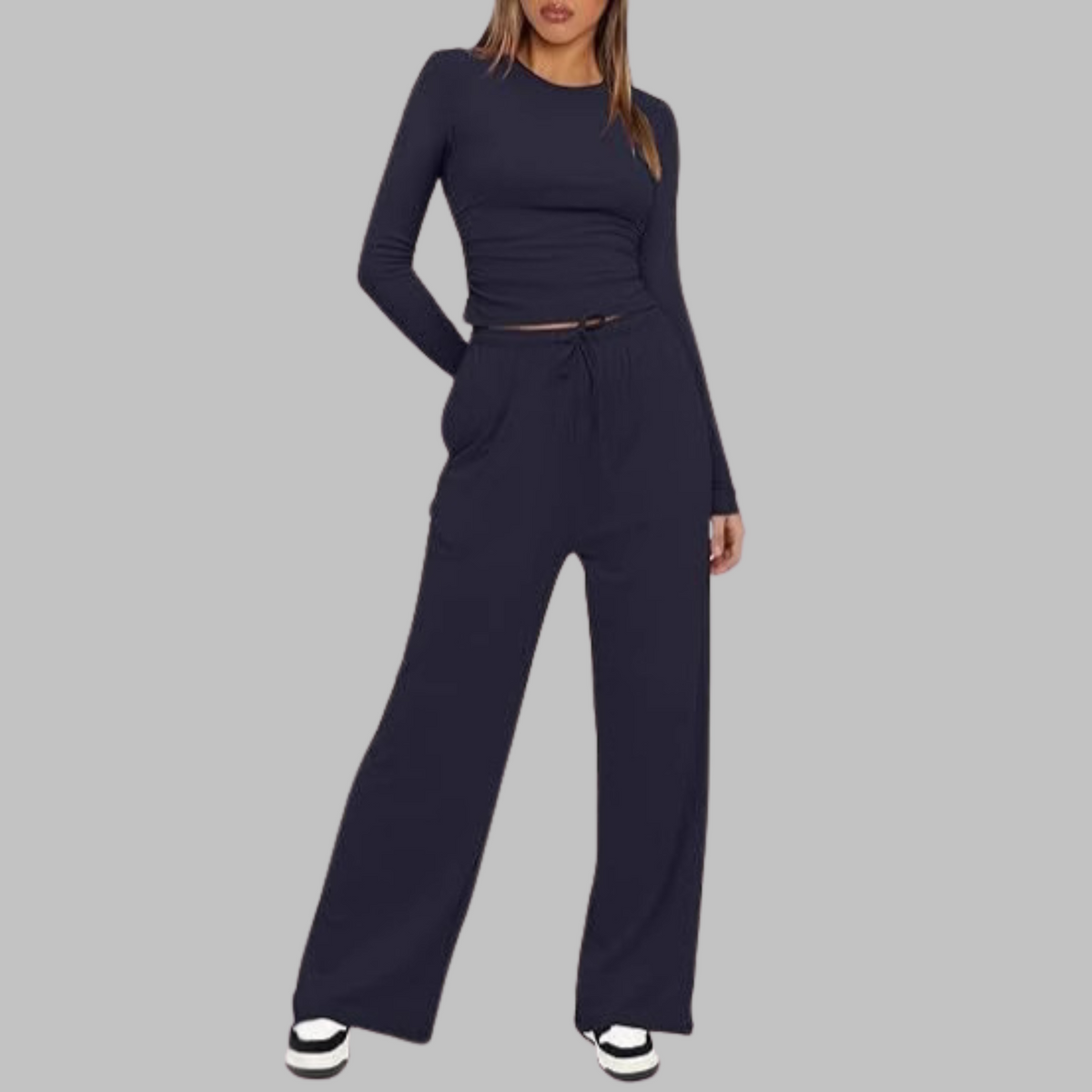 Noor - Loungeset dames comfortabel met wijde broek en lange mouw