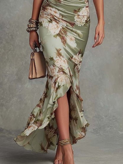 Noor - Romantische Maxi Jurk Dames met Ruches en V-hals