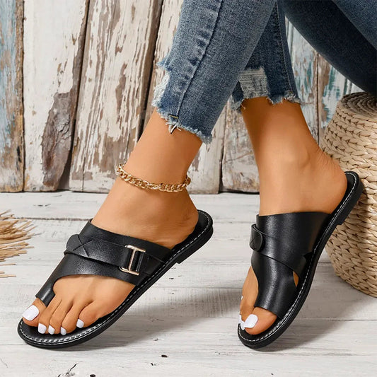 Noor - Stijlvolle Orthopedische Sandalen Dames met Teenring en Verstelbare Gesp