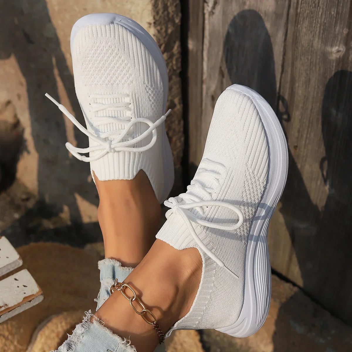 Noor - Trendy Comfort Sneakers Dames met Ademende Sok en Flexibele Zool