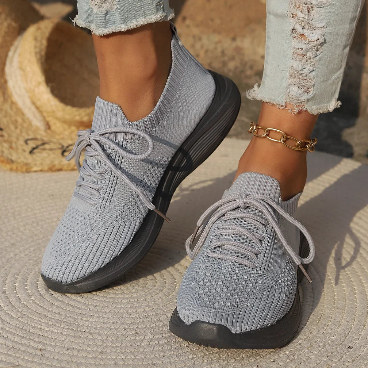Noor - Trendy Comfort Sneakers Dames met Ademende Sok en Flexibele Zool