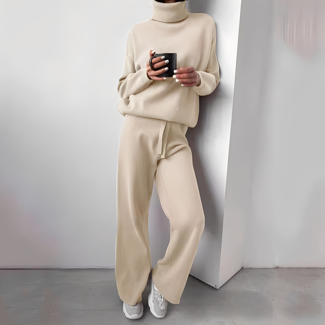 Noor - Tweedelige set dames met col oversized en comfortabel gebreid