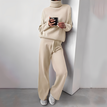 Noor - Tweedelige set dames met col oversized en comfortabel gebreid