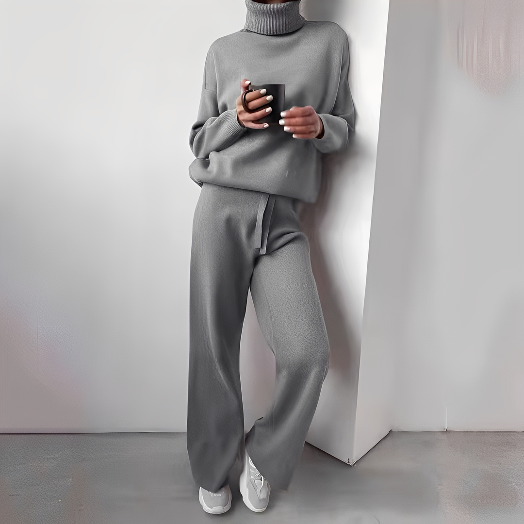 Noor - Tweedelige set dames met col oversized en comfortabel gebreid