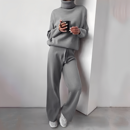 Noor - Tweedelige set dames met col oversized en comfortabel gebreid