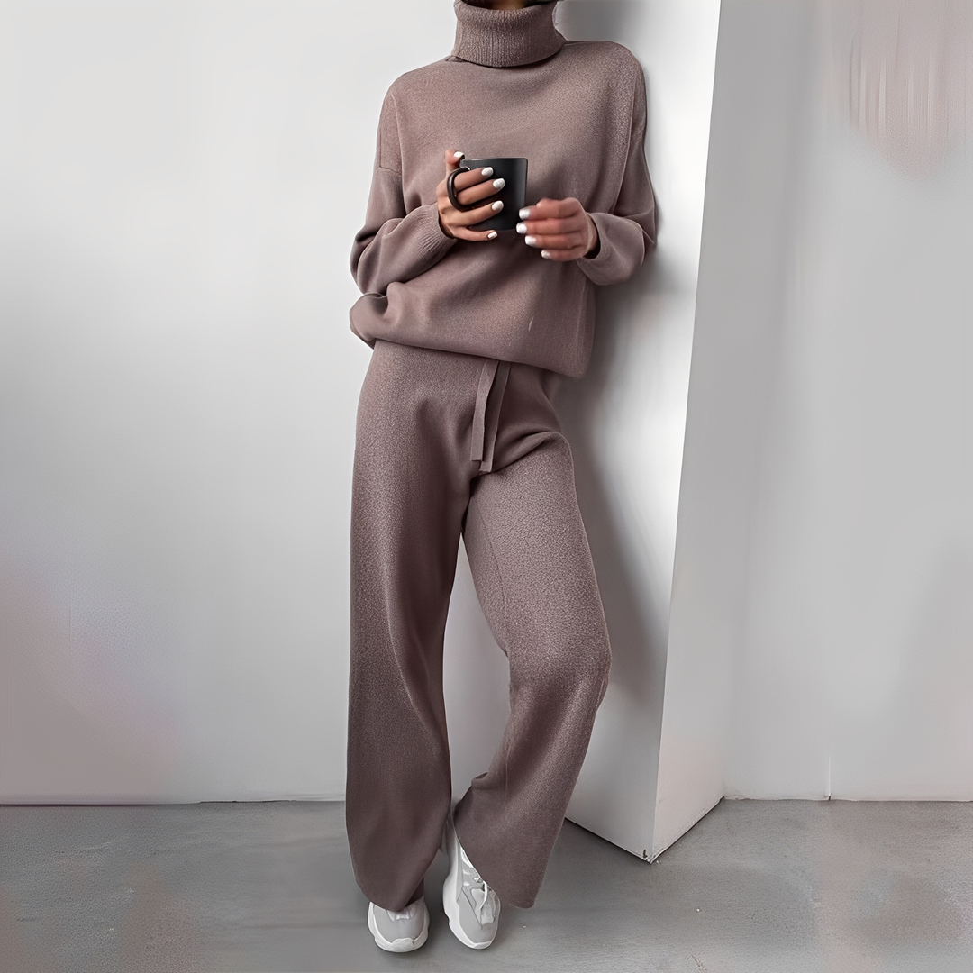 Noor - Tweedelige set dames met col oversized en comfortabel gebreid