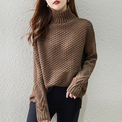 Noor - Dames Coltrui Gebreide Stijl met Kabelgebreide Mouwen