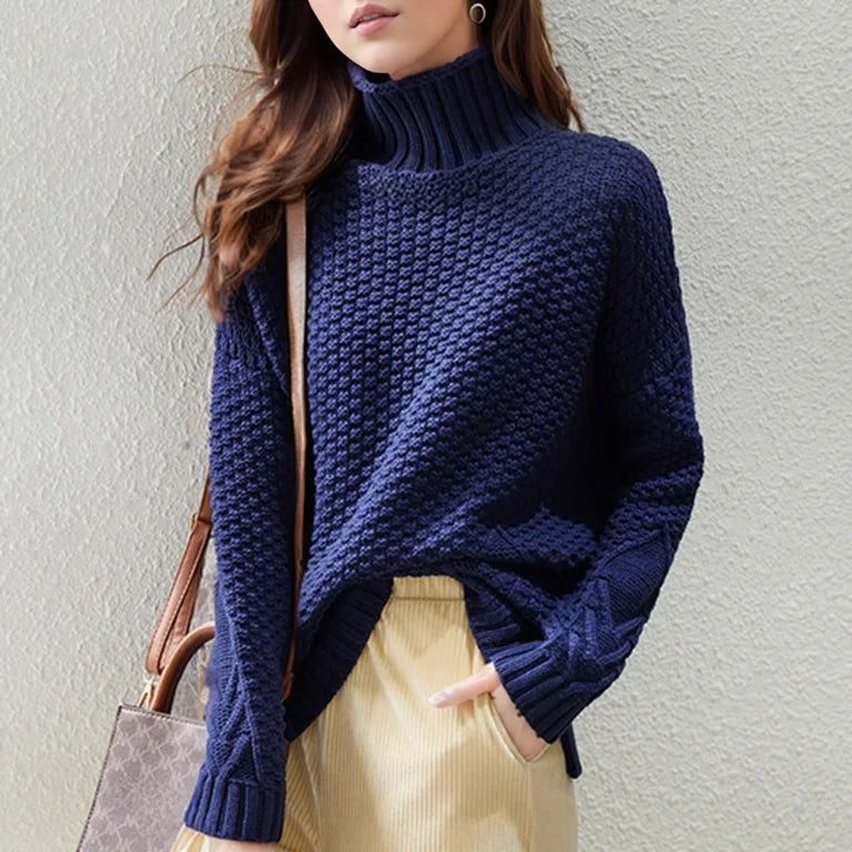 Noor - Dames Coltrui Gebreide Stijl met Kabelgebreide Mouwen