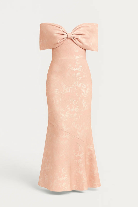 Maxi Jurk Dames - Off Shoulder met Strikdetail en Fishtail | Elegant