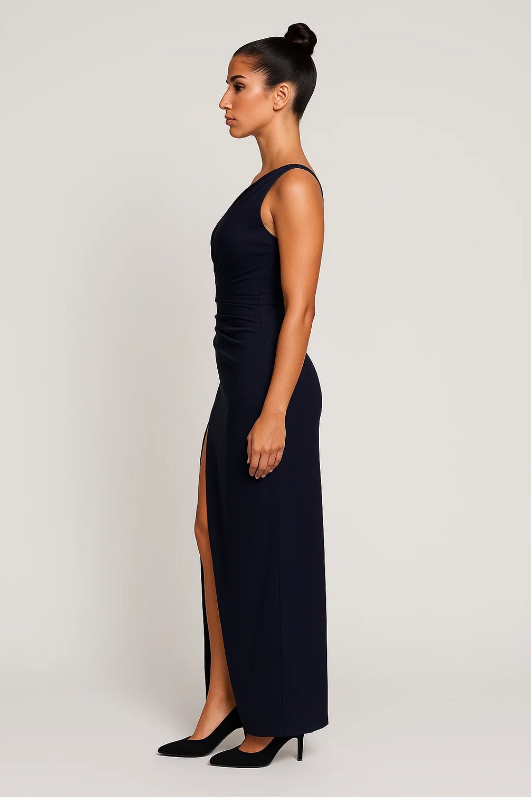 One Shoulder Galajurk | Getailleerd met Drapering | Hoge Split